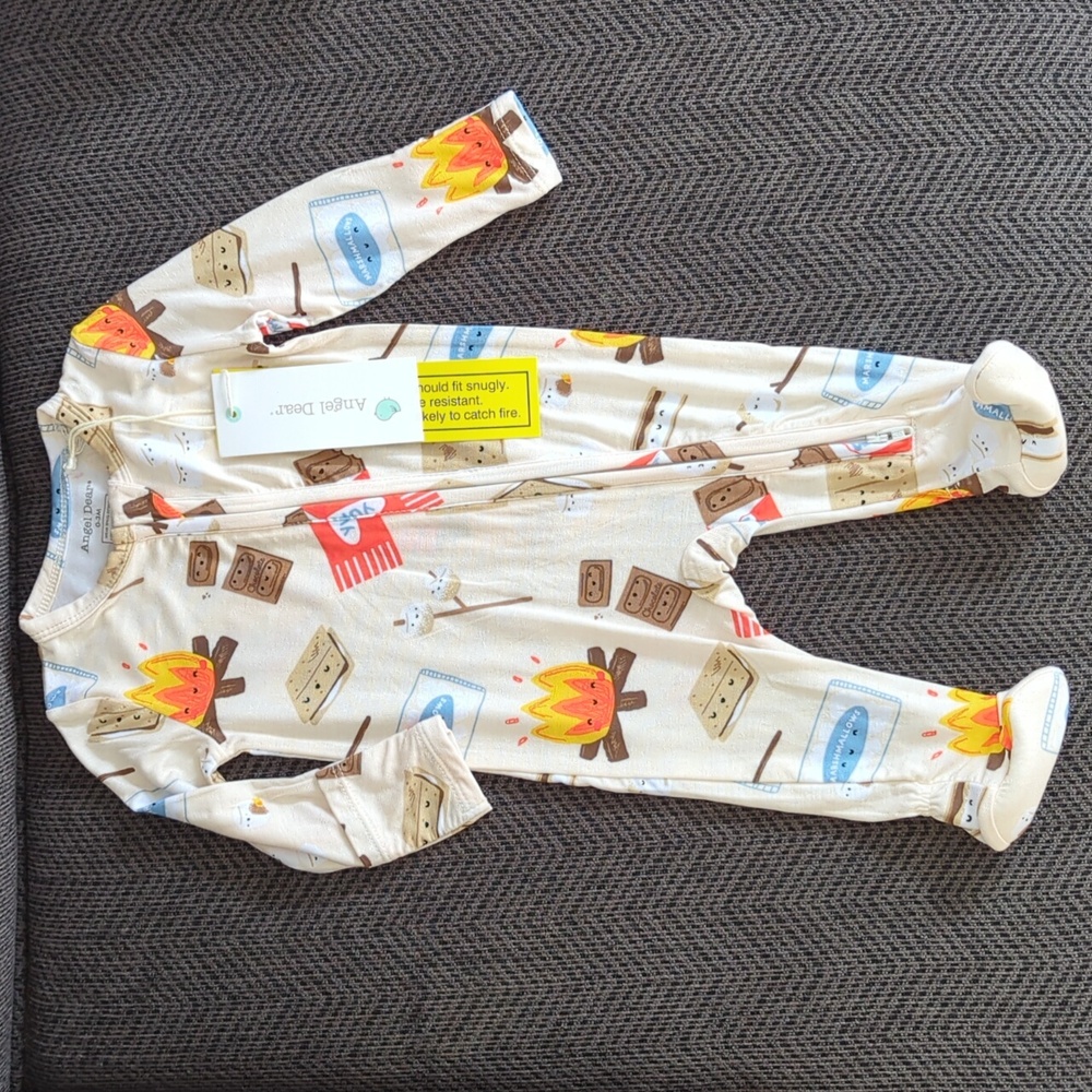 NWT Angel Dear Bamboo S’mores Convertible Romper Foldover Feet Pajama 0-3 Months
